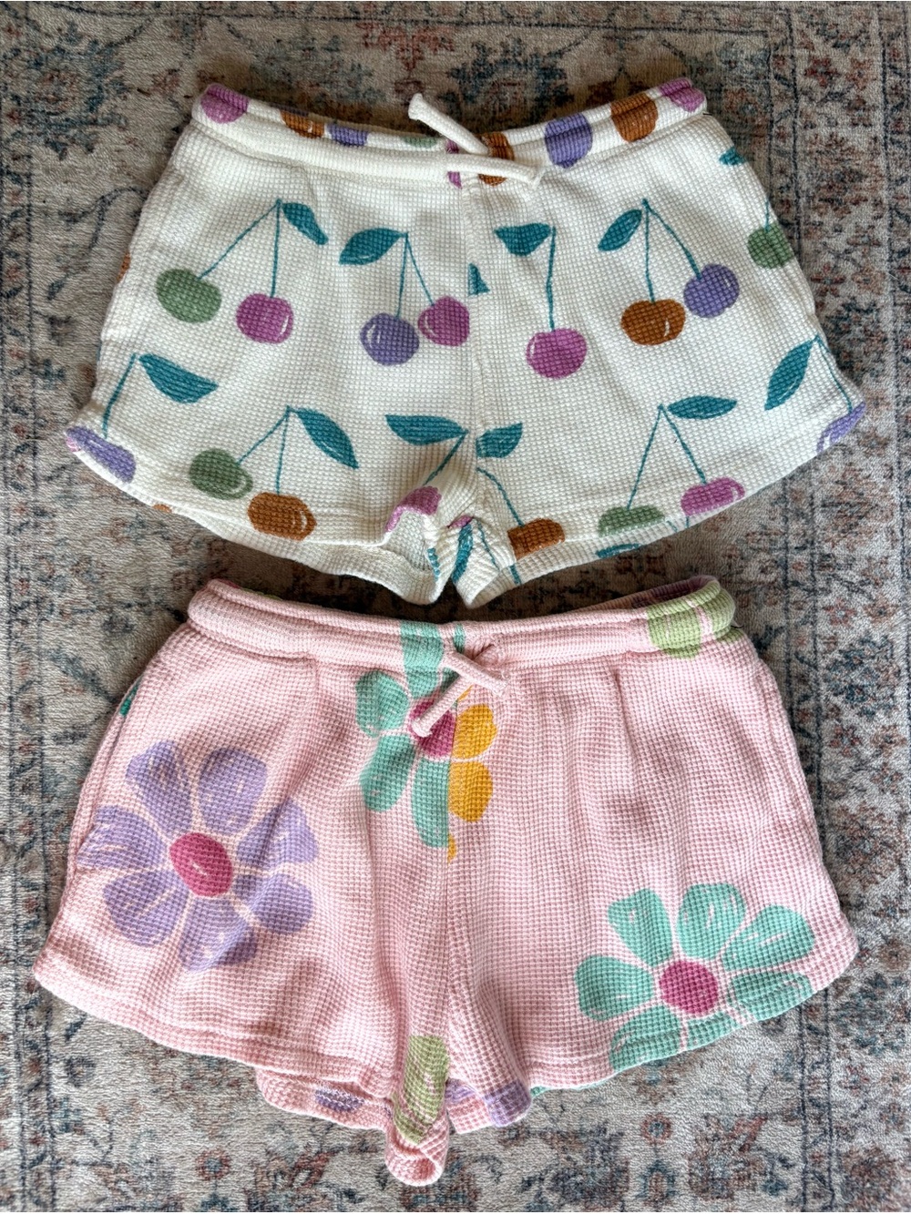2yr Girls Zara Waffle Shorts Bundle Cherries + Flowers
